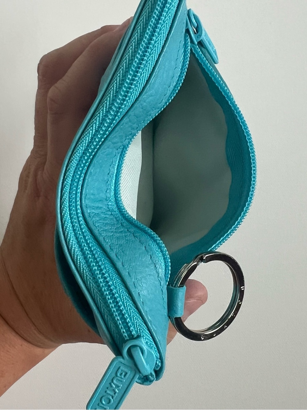 Buxton Teal Leather Card & ID Holder with Zip - Picture 4 of 9